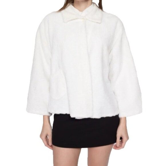 Anthropologie Stan Herman Cream Cardigan Sweater S Small Cotton Relaxed Fit - Picture 8 of 14